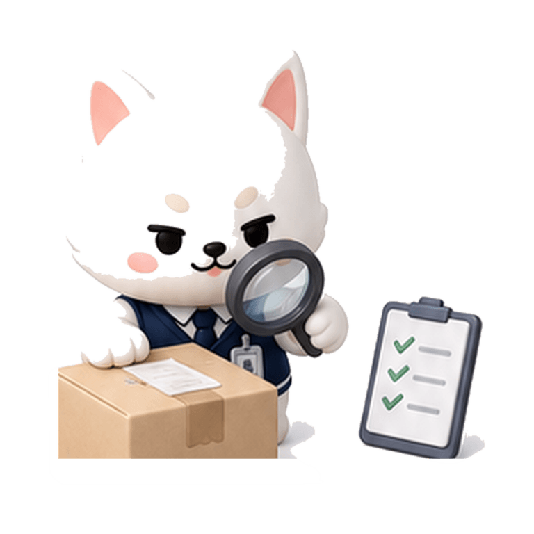 Kaddy inspecting an inbound package