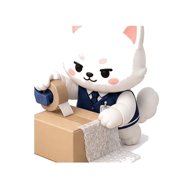 Kaddy packing a shipping box with tape